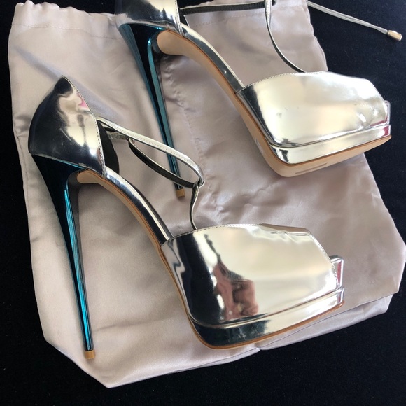 Silver platform spike heel 6” Giuseppe zanotti - Picture 2 of 6